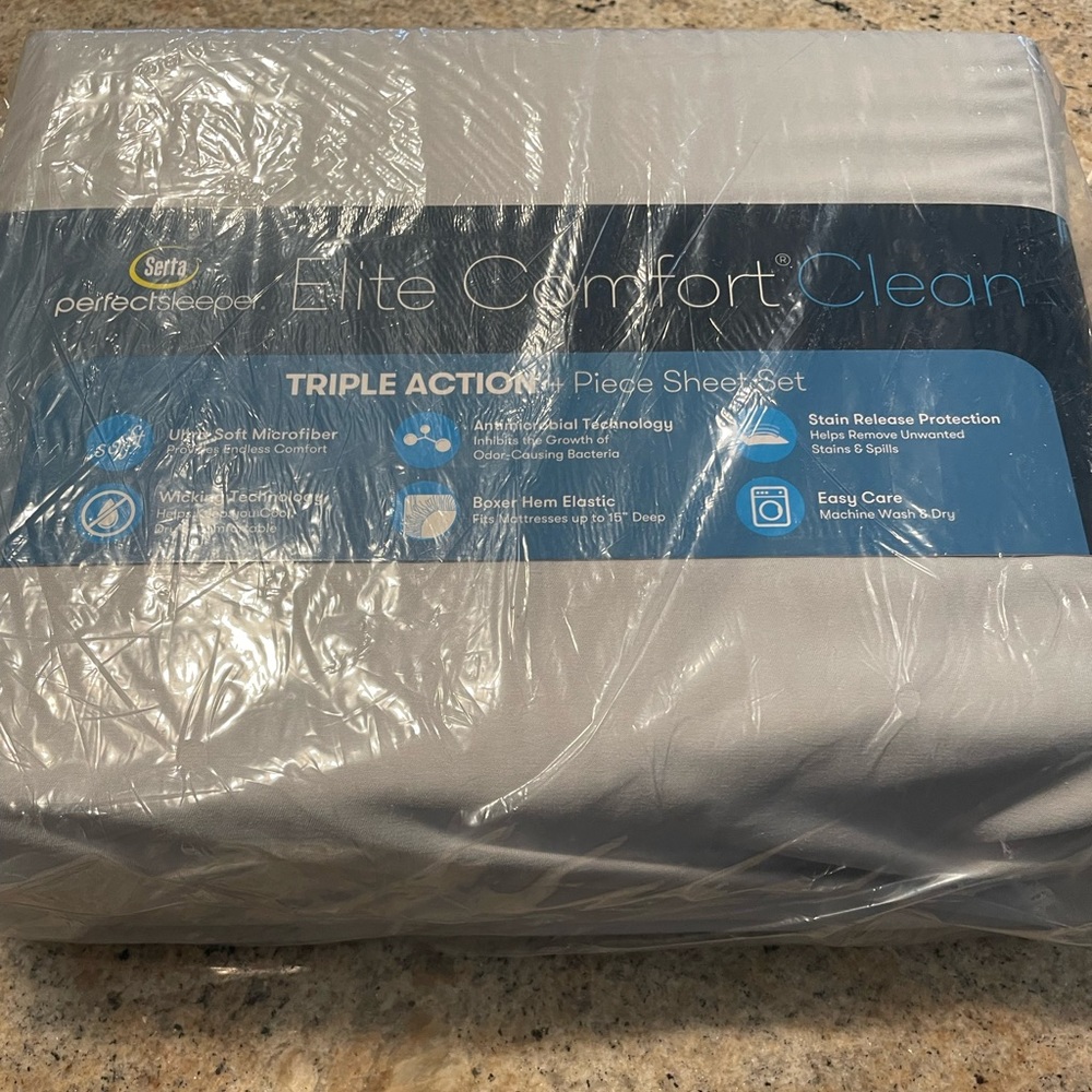Brand new sealed SERTA PERFECT SLEEPER TWIN 4 piece set gray